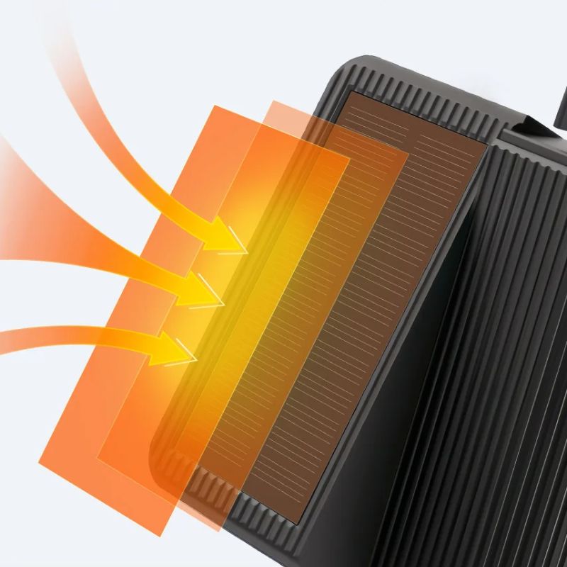 Solar panel with heat transfer illustration on a white background