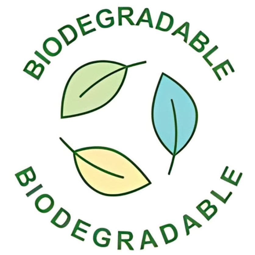 Biodegradable logo with three leaves on a white background