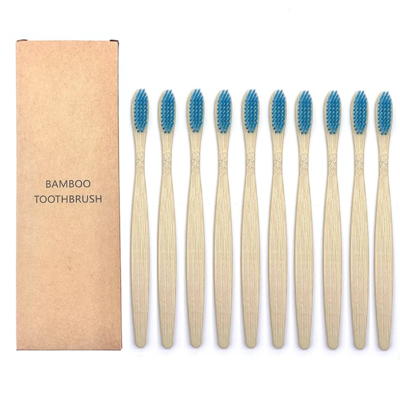 Bamboo Toothbrush 10-Pack – Zero-Waste, Soft-Bristle, Family-Sized