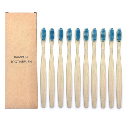 Bamboo Toothbrush 10-Pack – Zero-Waste, Soft-Bristle, Family-Sized