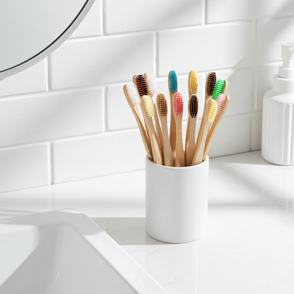 Bamboo Toothbrush 10-Pack – Zero-Waste, Soft-Bristle, Family-Sized
