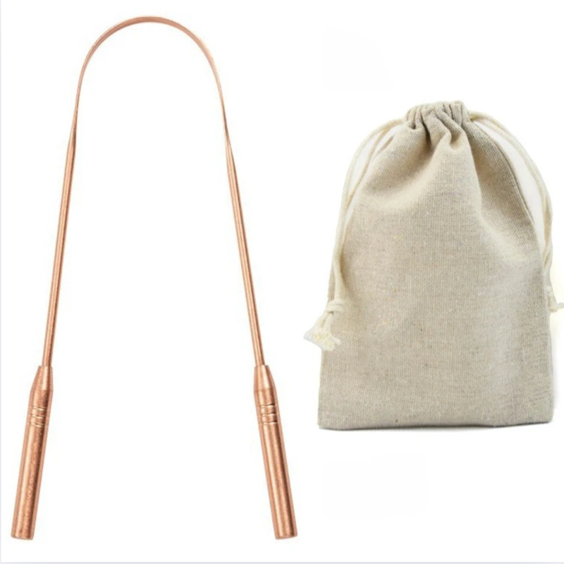 Copper Tongue Scraper Shape C with a reusable Bag