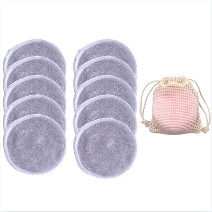 Reusable Bamboo Fiber Cotton Pads 10-Pack – Eco-Friendly & Washable