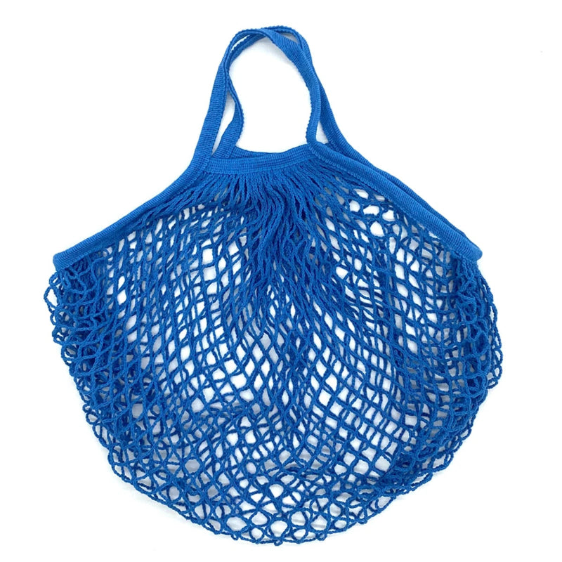 Ecologic Innovation Everyday Mesh Tote in Blue. Reusable 100% natural cotton bag for markets and beach days.