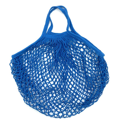 Ecologic Innovation Everyday Mesh Tote in Blue. Reusable 100% natural cotton bag for markets and beach days.