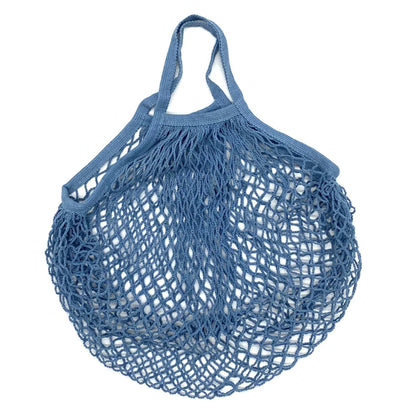 Ecologic Innovation Everyday Mesh Tote in Blue Dark. Reusable 100% natural cotton bag for markets and beach days.