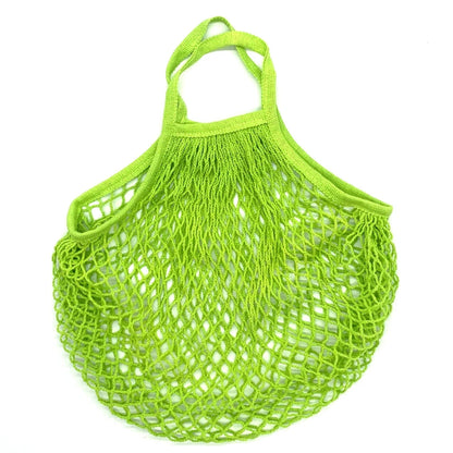 Ecologic Innovation Everyday Mesh Tote in Green Bright. Reusable 100% natural cotton bag for markets and beach days.