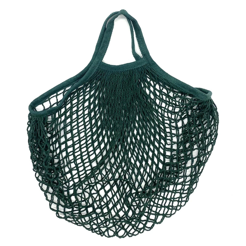 Ecologic Innovation Everyday Mesh Tote in Green Dark. Reusable 100% natural cotton bag for markets and beach days.