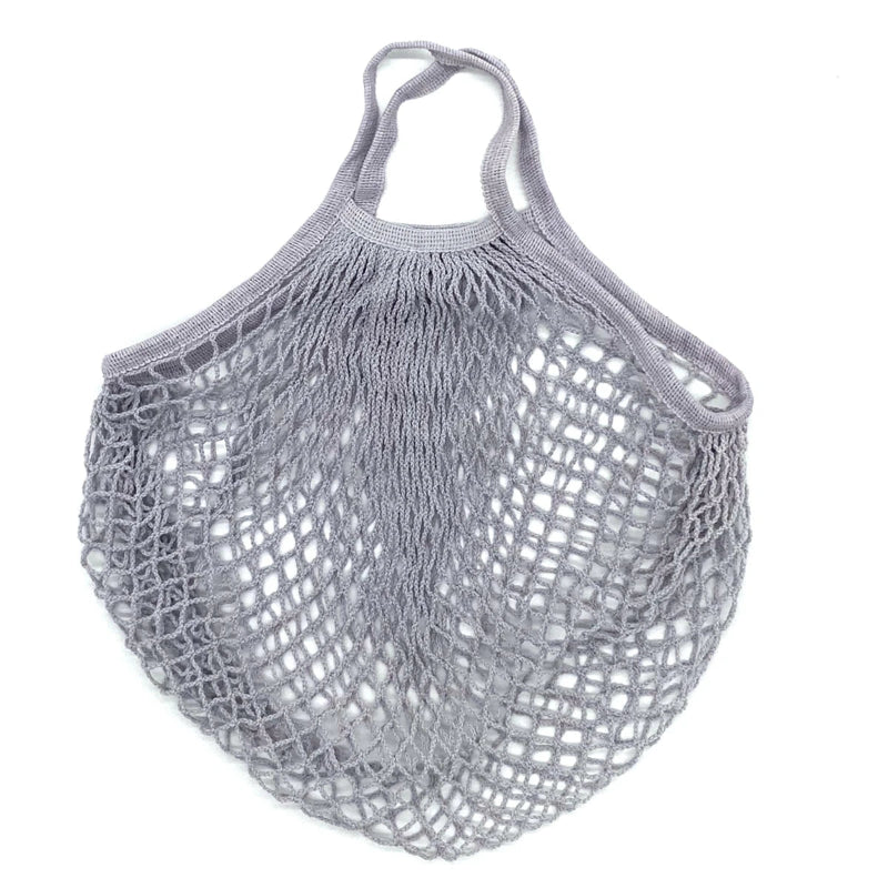 Ecologic Innovation Everyday Mesh Tote in Grey. Reusable 100% natural cotton bag for markets and beach days.