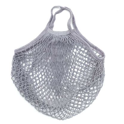 Ecologic Innovation Everyday Mesh Tote in Grey. Reusable 100% natural cotton bag for markets and beach days.