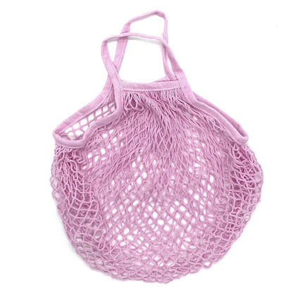 Ecologic Innovation Everyday Mesh Tote in Pink. Reusable 100% natural cotton bag for markets and beach days.