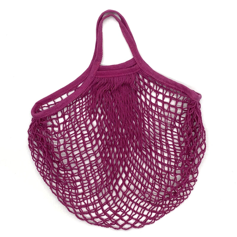 Ecologic Innovation Everyday Mesh Tote in Pink Dark. Reusable 100% natural cotton bag for markets and beach days.