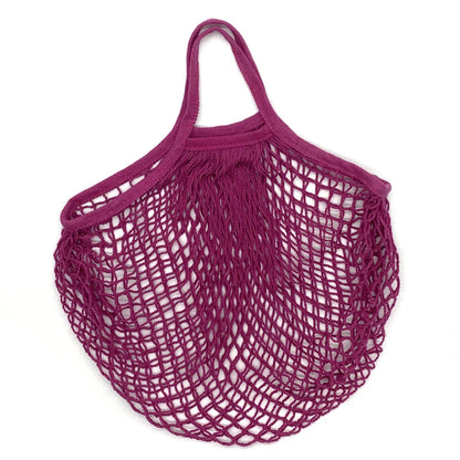 Ecologic Innovation Everyday Mesh Tote in Pink Dark. Reusable 100% natural cotton bag for markets and beach days.