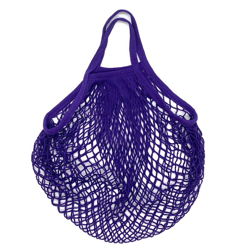 Ecologic Innovation Everyday Mesh Tote in Purple. Reusable 100% natural cotton bag for markets and beach days.