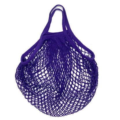 Ecologic Innovation Everyday Mesh Tote in Purple. Reusable 100% natural cotton bag for markets and beach days.
