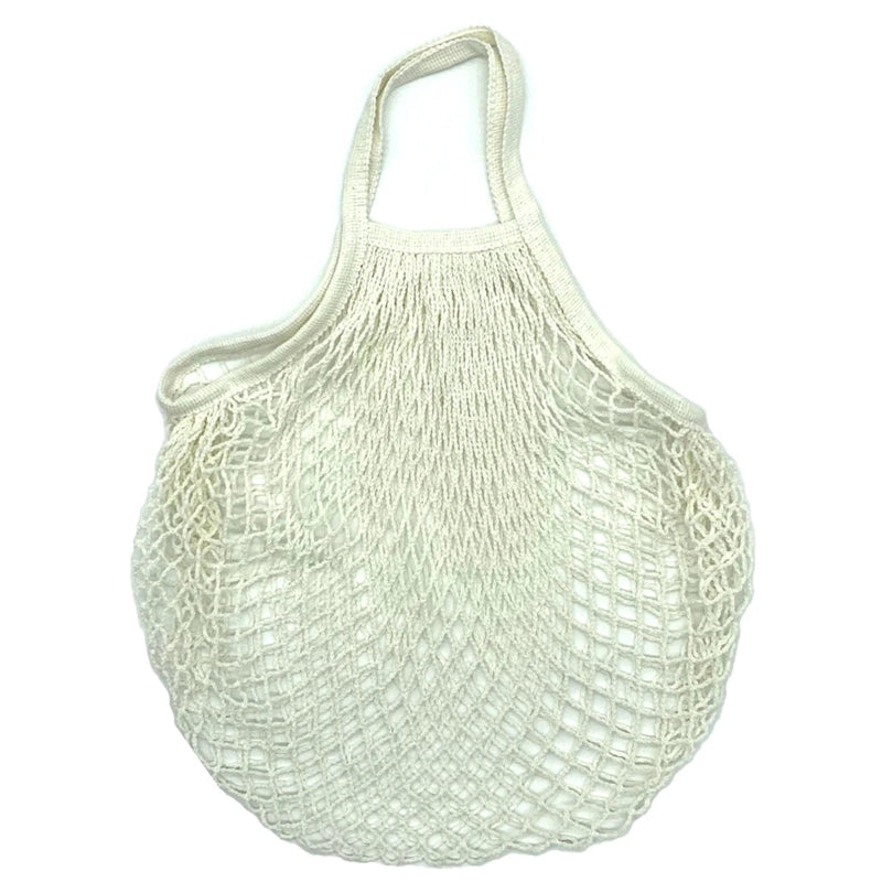 Ecologic Innovation Everyday Mesh Tote in White. Reusable 100% natural cotton bag for markets and beach days.
