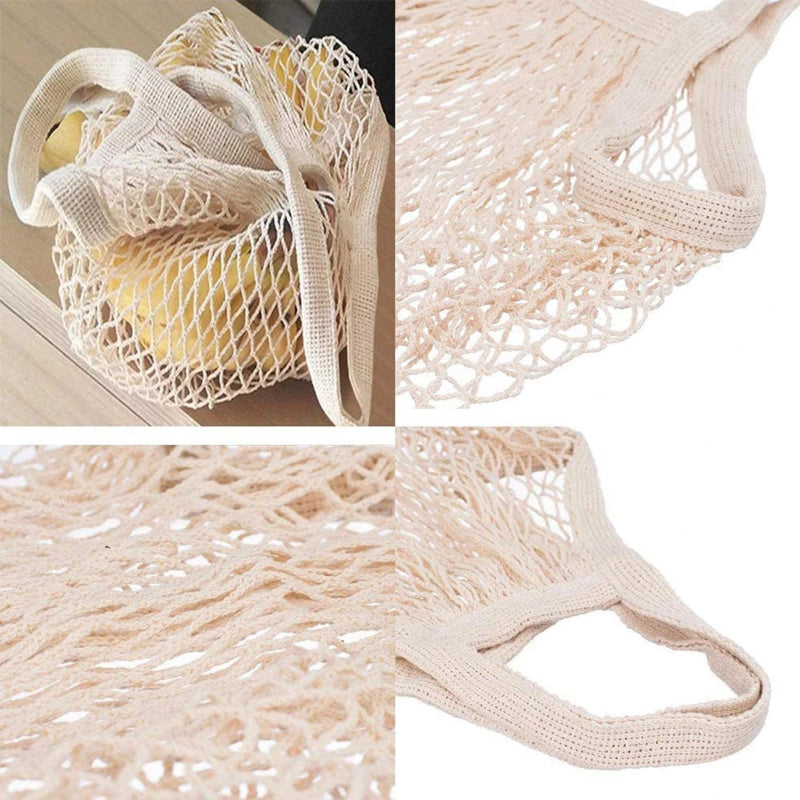 Close-up of the high density cotton weave on the Everyday Mesh Tote showing the reinforced structure and natural fibers.