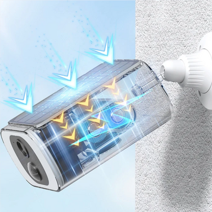 Cleaning device with a nozzle on a textured surface